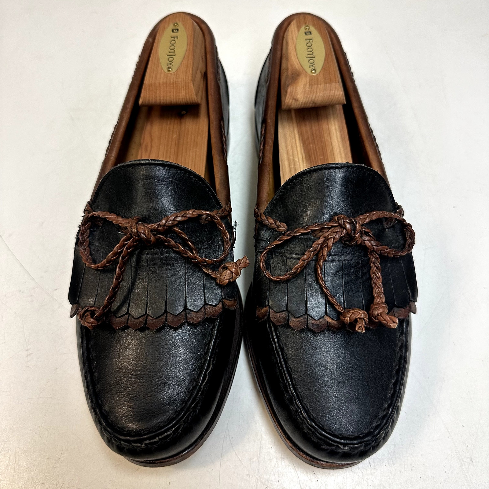 Euc Rancourt & Co. X Footjoy Tassel Loafers Kiltie Black Made In Maine Usa 9 D — image 4 of 8